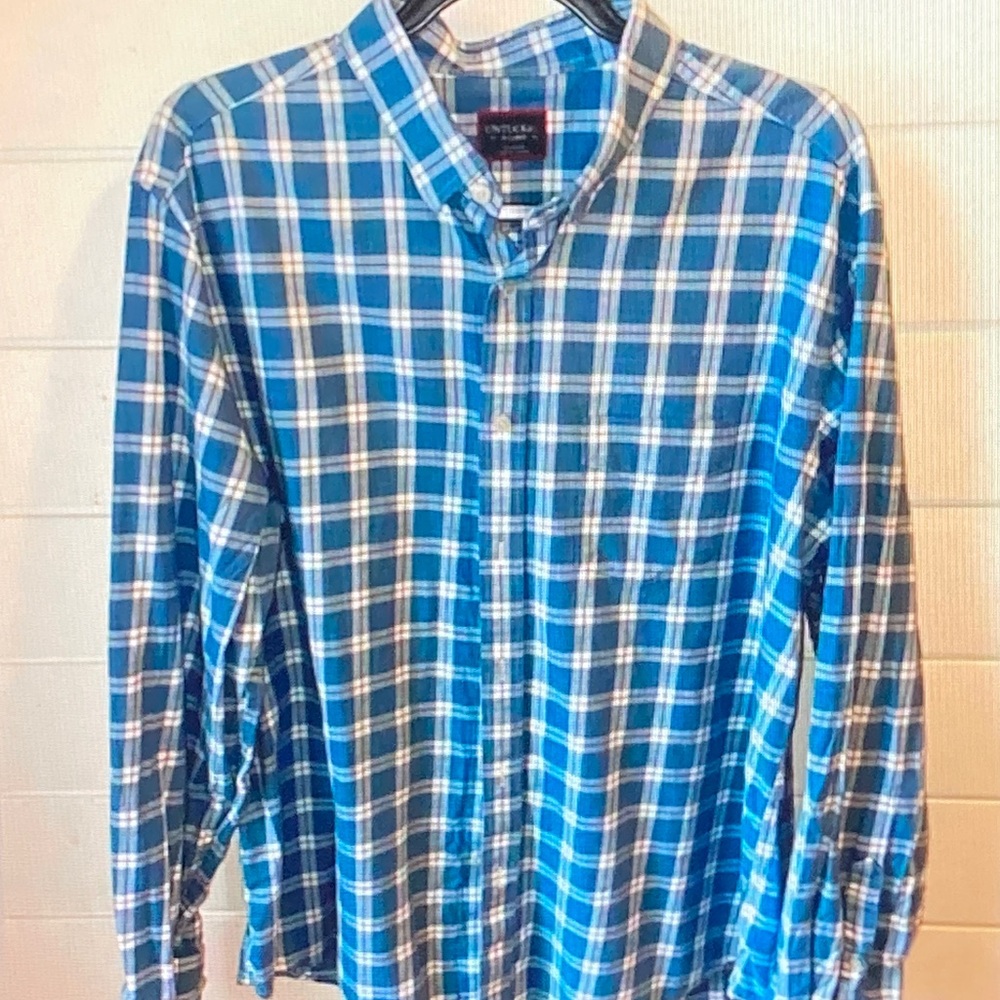 Vineyard Vines Men's Blue and White Checkered Shirt